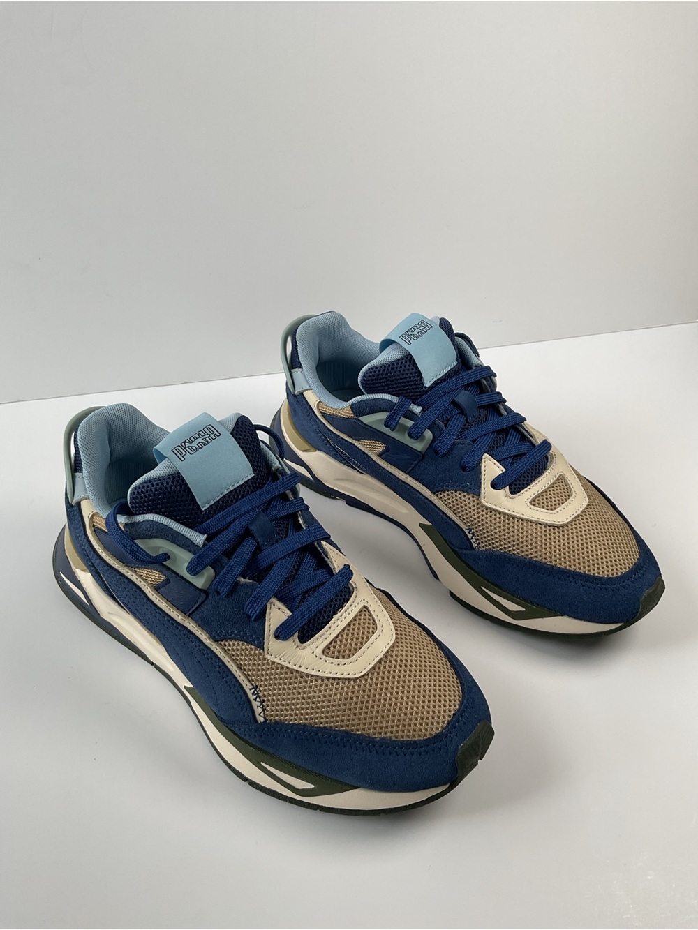 Puma Men's Size 8 Blue Beige Mesh Running Sneakers Athletic Walking Shoes